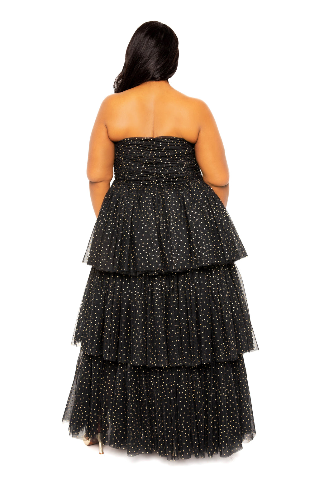 Metallic Polka Dot Tiered Tulle Dress