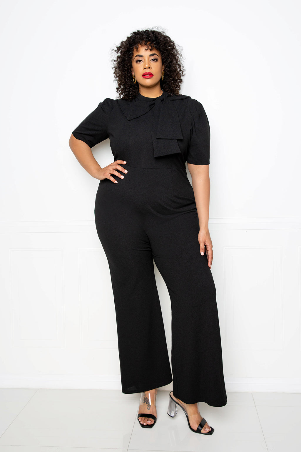  Black Jumpsuit for Women - Sexy One Shoulder High Waist Wide  Leg Pants Plus Size Long Romper Black Large : Clothing, Shoes & Jewelry