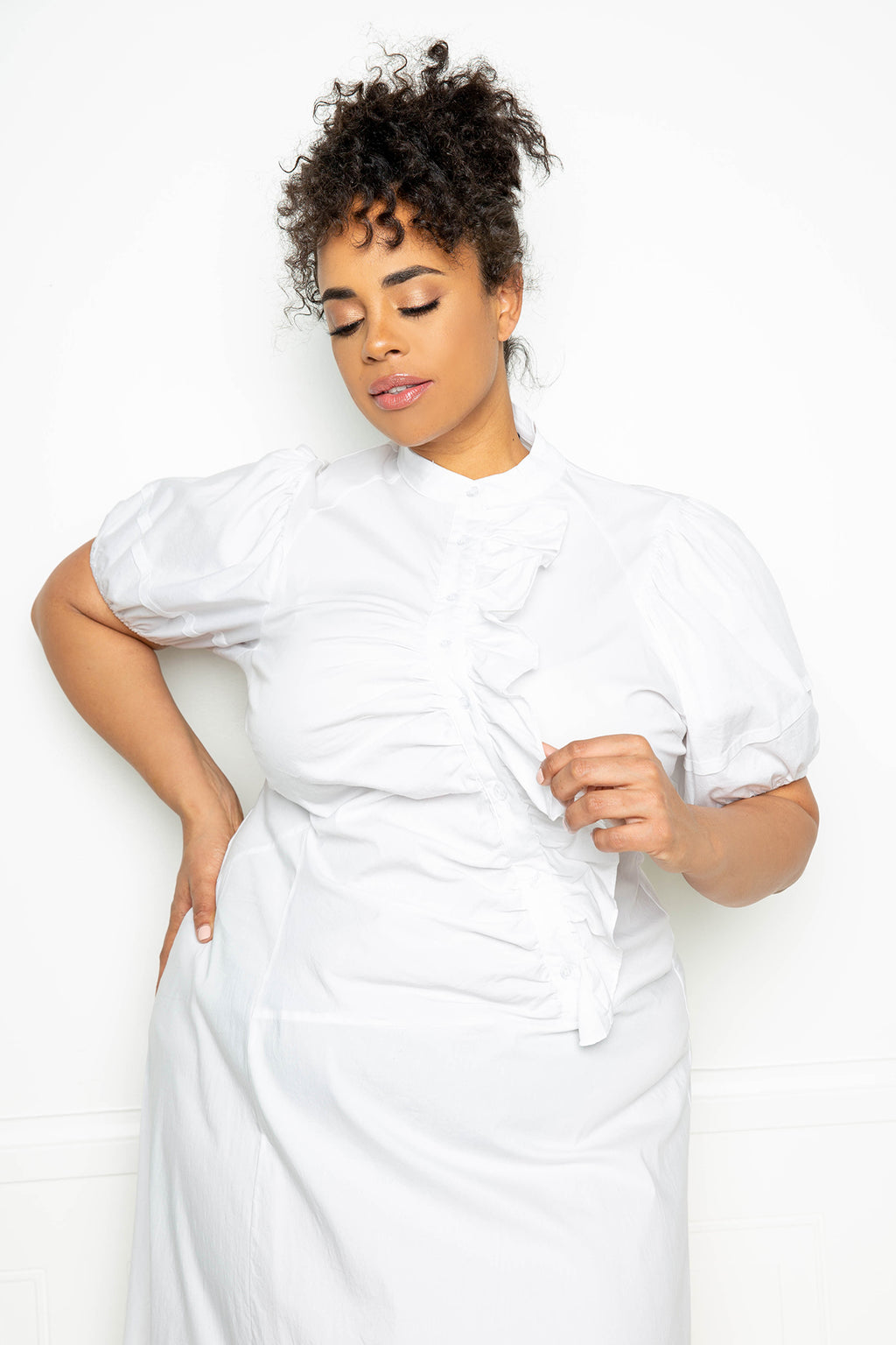 Stripe Asymmetrical Sleeve Shirt Dress with Cinched Waist – Buxom