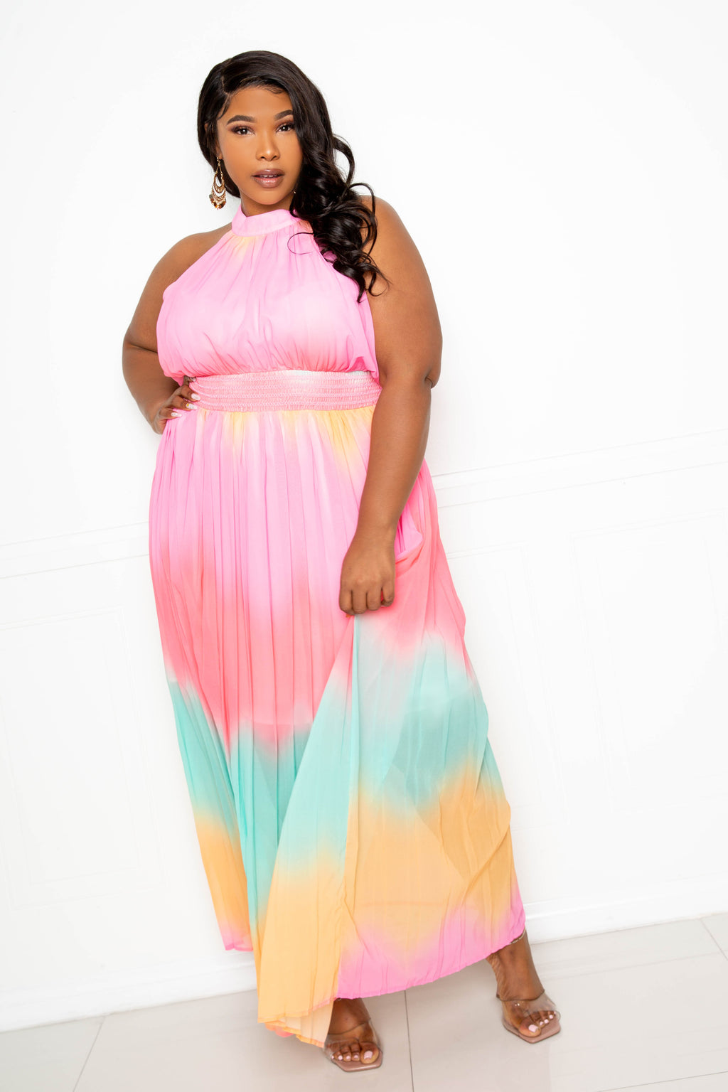 Ombre Pleated Maxi Dress – Buxom Couture