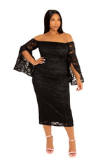 Off Shoulder Lace Midi Dress