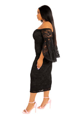 Off Shoulder Lace Midi Dress