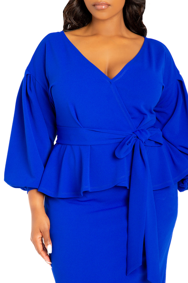 Off Shoulder Peplum Midi Dress