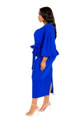 Off Shoulder Peplum Midi Dress