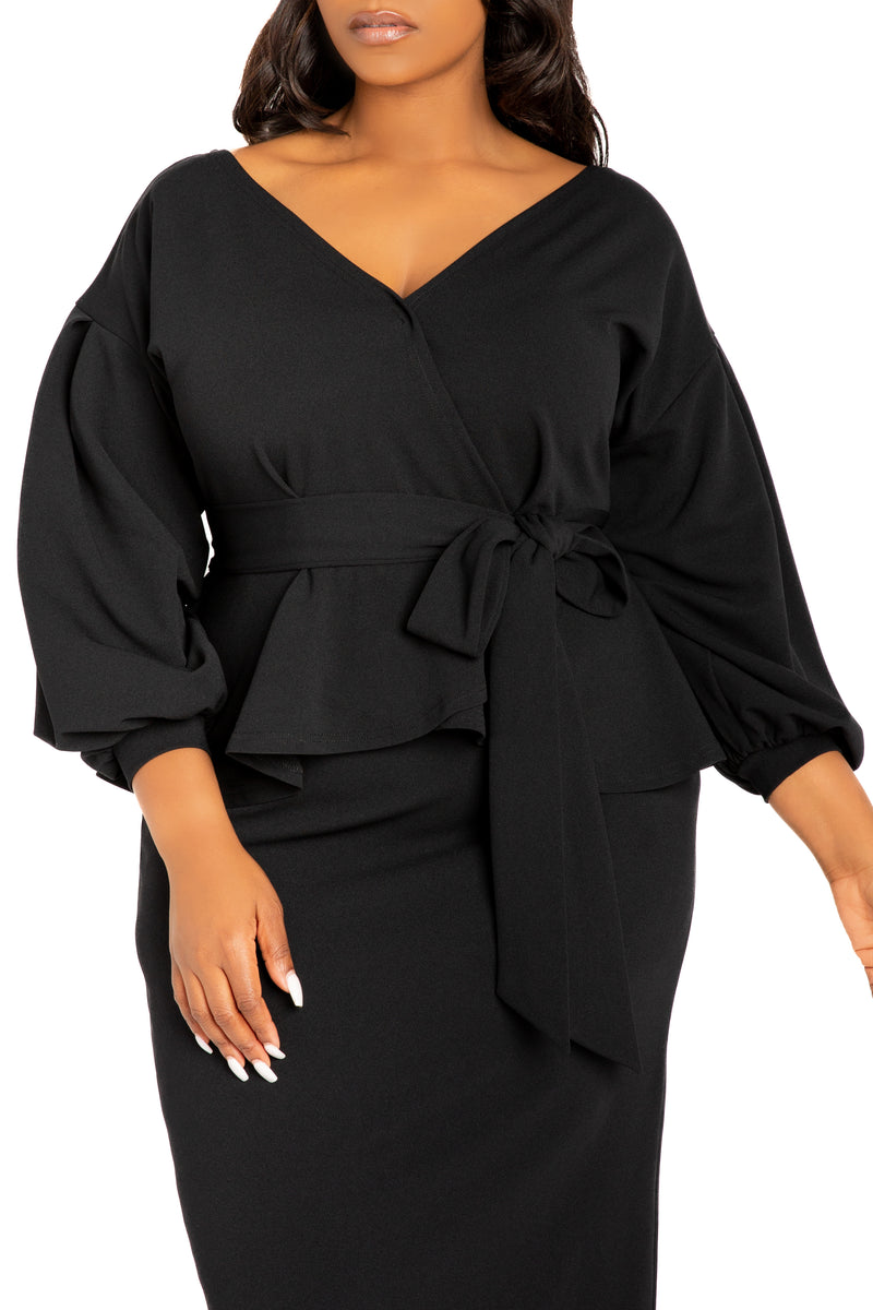 Off Shoulder Peplum Midi Dress