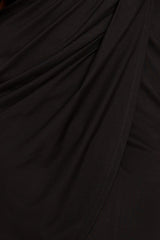 Satin Drape Sleeve Midi Dress