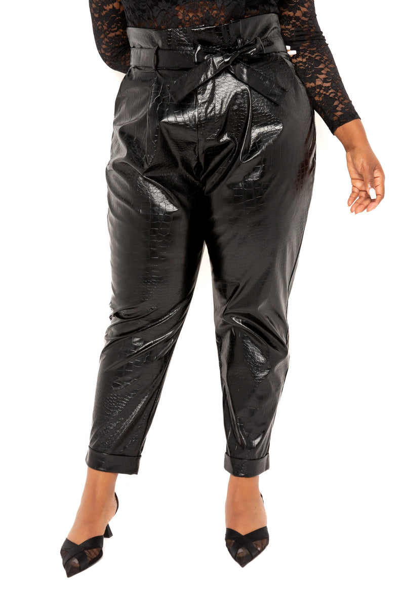 Faux Leather Paperbag Pants – Buxom Couture
