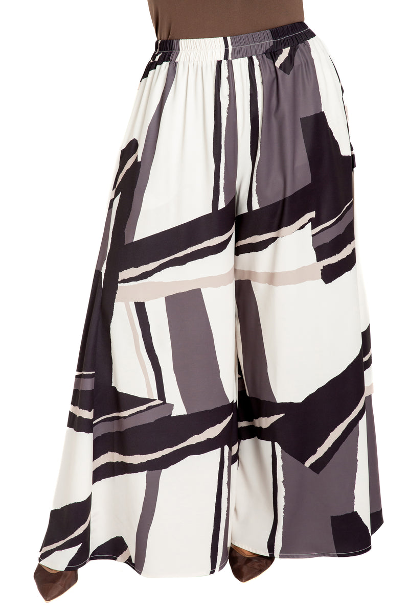 Geometric Print Wide Leg Pants