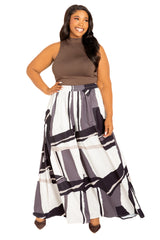 Geometric Print Wide Leg Pants