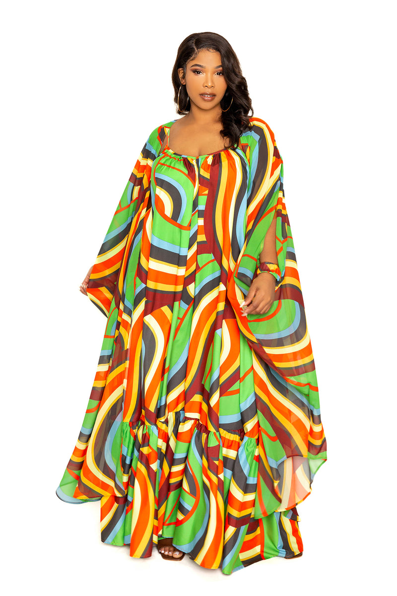 Geo Print Robe with Wrist Band – Buxom Couture
